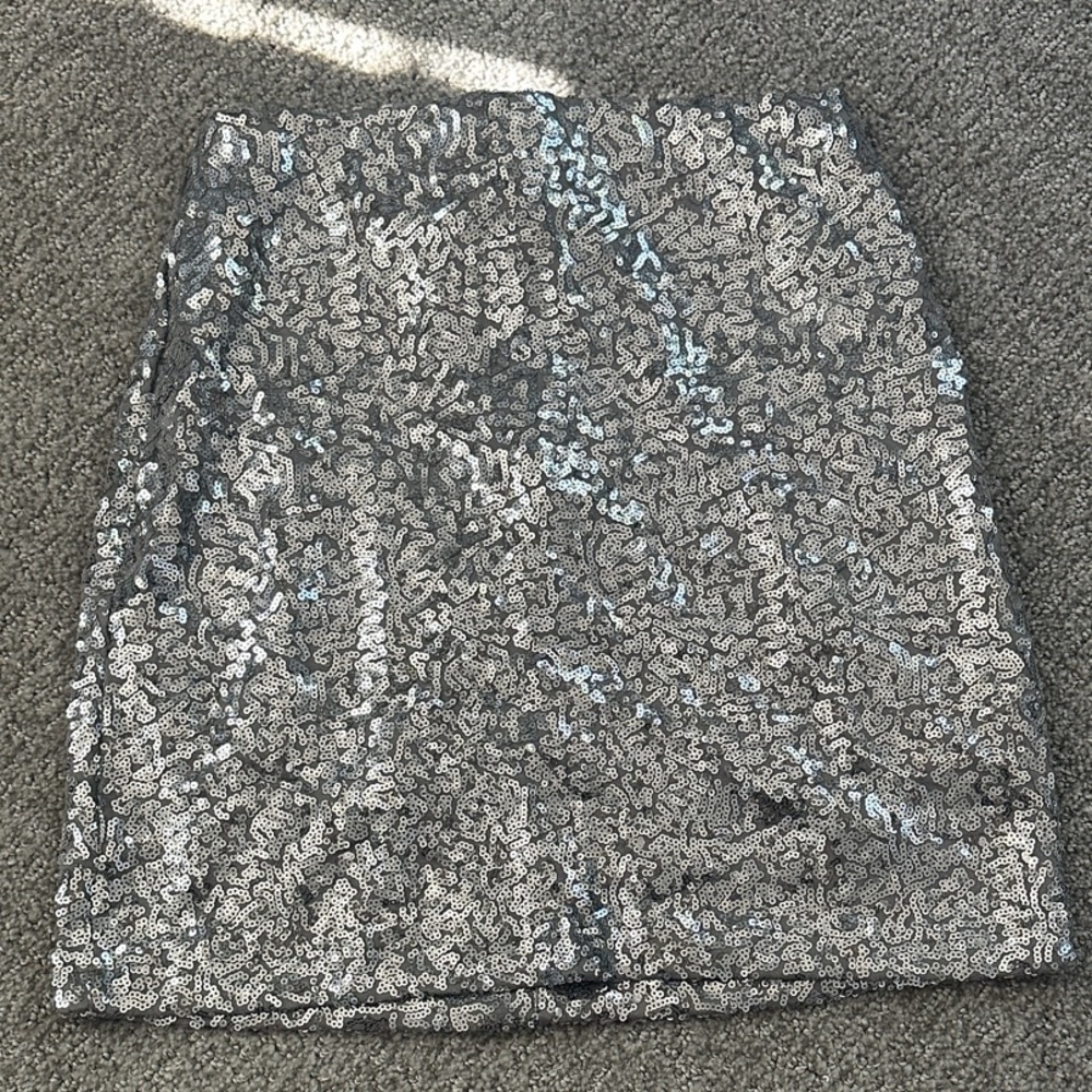 Silver Sequin Mini Skirt